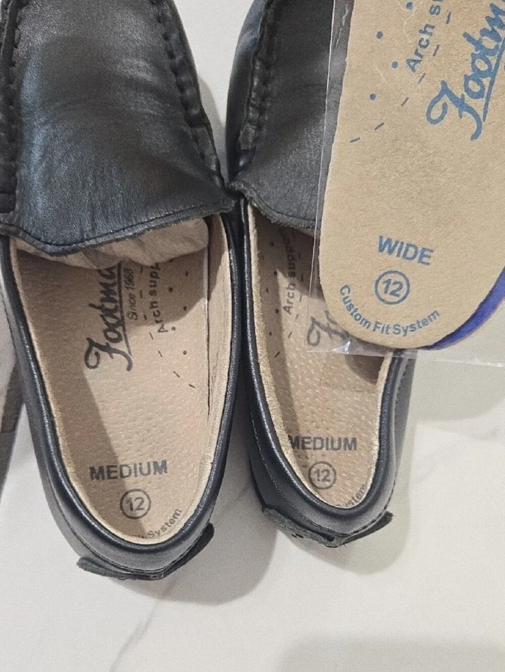 FootMates Black Leather Slip-On Moccasins Sz12